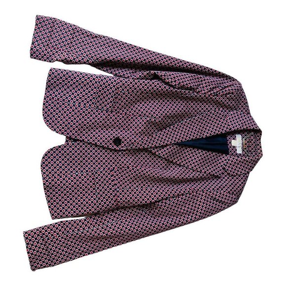 Michael Michael Kors Blazer Jacket Lined Pockets Red Dots Print Women's Sz 8 EUC - Picture 7 of 11